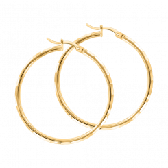 Elegant hoop earrings, 585 yellow gold, diameter approx. 32 mm