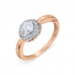 Women's ring with zirconia, russian red gold 585