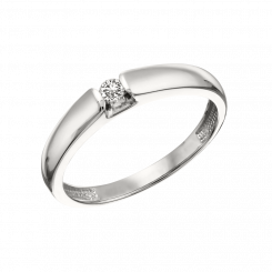 Стильное женское кольцо из белого золота 585 пробы с бриллиантом 0,052 ct. WSI