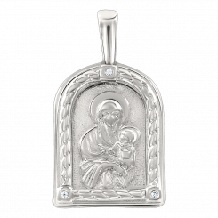 Ikonenanhänger „Mutter Gottes“, Silber 925, mit Zirkonia, Höhe ca. 40 mm