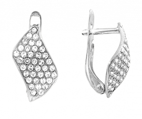 Lovely earrings, white gold 585, with zirconia, width approx. 10 mm, height approx. 18 mm