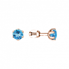 Ohrstecker aus Rotgold 585, mit blau Topas