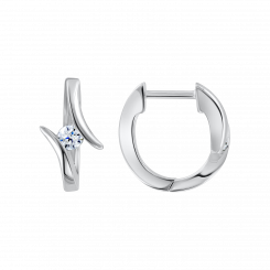 Изящные серьги, серебро 925 пробы, с фианитом, высота ≈ 13 мм
