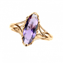 Wonderful women's ring, Russian red gold 585, with amethyst