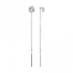 Elegant threader earrings in 925 sterling silver with cubic zirconia, height approx. 52 mm