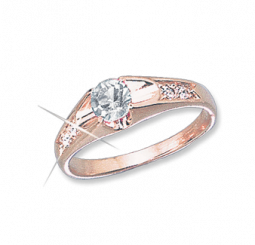 Charming women's ring, red gold 585, with zirconia