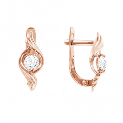 Beautiful earrings made of 585 rose gold, with Swarovski zirconia, height approx. 15 mm