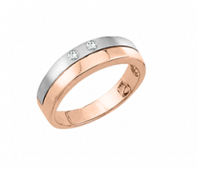Stylish women's ring, red/white gold 585, with brilliant-cut diamond 0.04 ct. WSI