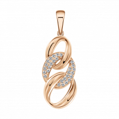 Pendant, Russian red gold 585, with zirconia, width approx. 8-10 mm, height approx. 30 mm