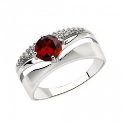 Auffallender Damenring aus 925er Silber mit Rodolith und Zirkonia