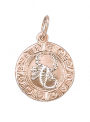 Pendant Zodiac sign Scorpio, 24.10-22.11, red gold 585, height about 26 mm
