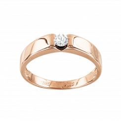 Элегантное женское кольцо из красного золота  585 пробы с бриллиантом 0,163 ct. WSI.
