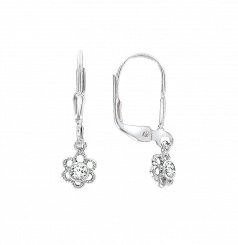 Niedliche Kinder Ohrhänger, Silber 925, mit 2 Zirkonia, Höhe ca. 22 mm 