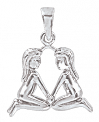 Attraktiver Anhänger Sternzeichen - Zwillinge, 21.05 - 21.06, Silber 925, Höhe ca. 22 mm