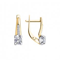 Earrings in yellow gold 585, with zirconia, height approx. 18 mm