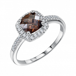Eleganter Damenring aus Silber 925, mit Zirkonia, Größe des dekorativen Teils ca. 9x9 mm