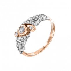 Beautiful women's ring, red gold 585, with brilliant-cut diamonds  0,334 ct. EVVS1