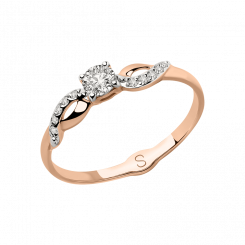 Beautiful women's ring, red gold 585, with zirconia