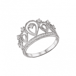 Charming women's ring in the shape of a crown, silver 925, with 34 cubic zirconia