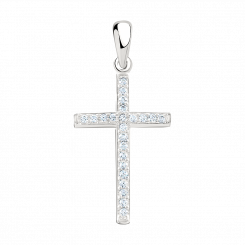 Kreuzanhänger, Silber 925, mit Zirkonia, Breite ca. 14 mm, Höhe ca. 30 mm