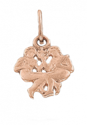 Lovely pendant Zodiac sign - Gemini, 21.05-21.06, red gold 585, height approx. 16 mm