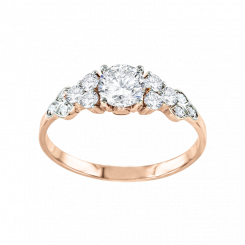 Gorgeous women's ring, red gold 585, with zirconia Swarovski