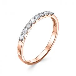 Женское кольцо, русское красное золото 585 пробы, бриллианты - 8 штук ≈ 0,217 ct. GSI