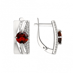 Auffallender Ohrhänger aus 925er Silber mit Rodolith und Zirkonia, Höhe ca. 18 mm