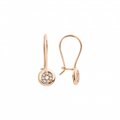 Gold earrings in red gold 585, with zirconia, children's jewelery, height ca. 16 mm