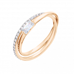 Charming women's ring, Russian red gold 585, with 22 cubic zirconia, front width about 6 mm