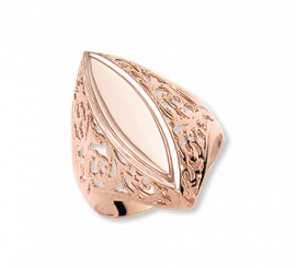 Attractive women's ring, red gold 585, with filigree patterns, weight about 4,1 g.