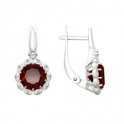 Elegante Ohrringe aus Silber 925 mit Granat und Zirkonia, Höhe ca. 19 mm