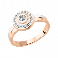Incomparable women's ring in red/ white gold 585, brilliant-cut diamonds 0.166 ct. WSI, diameter approx. 10 mm