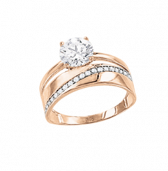 Charming women's ring, red gold 585, with zirconia 