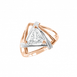 Attractive women's ring, red gold 585, with zirconia