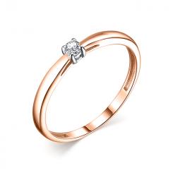 Elegant women's ring made of russian 14K red gold with diamond approx. 0,07 ct. HSI (1 pcs.)