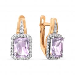 Elegante Ohrringe aus Rotgold 585, mit Amethyst und Zirkonia