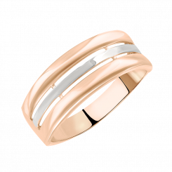 Damenring aus Rotgold 585 mit rhodinierten Elementen im modernen Design