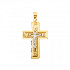 Prächtiges Kreuz, Gelbgold 585, mit Gravur, Breite ca. 19 mm, Höhe ca. 27 mm