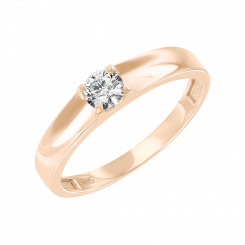 Attractive women's ring, Russian red gold 585, with 1 cubic zirconia