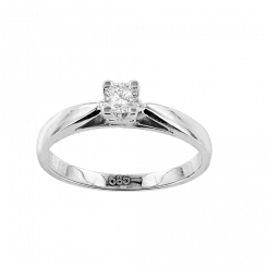 Прекрасное женское кольцо из белого золота 585 пробы с бриллиантом 0,15 ct. IVS