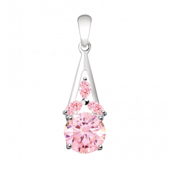 Schöner Anhänger, Silber 925, mit 4 rosa Zirkonia, Breite ca. 9 mm, Höhe ca. 28 mm