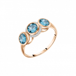 wunderschöner Damenring aus 585er Gold mit Zirkonia und Topas, ca. 2,2 gr .