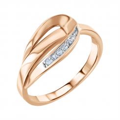 Women's ring, russian red gold 585, with zirconia, width approx. 9 mm