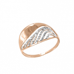 Charming women's ring, red gold 585, with diamond facets