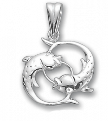 Attraktiver Anhänger Sternzeichen - Fische, 20.02. – 20.03., Silber 925, Höhe ca. 30 mm