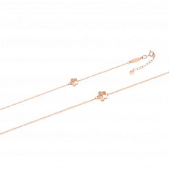 Delicate 585 rose gold anklet with a five-petaled flower, length approx. 24–26 cm