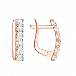 Ohrringe aus Rotgold 585 mit Zirkonia in elegantem Linien-Design