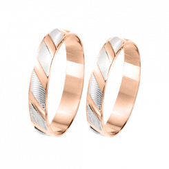 Wedding rings in red gold 585, width approx. 4,0 mm. / Price for 1 ring