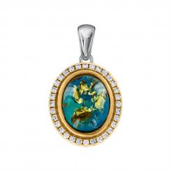 Anhänger aus Silber 925, mit Bernstein und Zirkonia, Größe des Mittelteils ca. 15x13 mm, Höhe ca. 22 mm